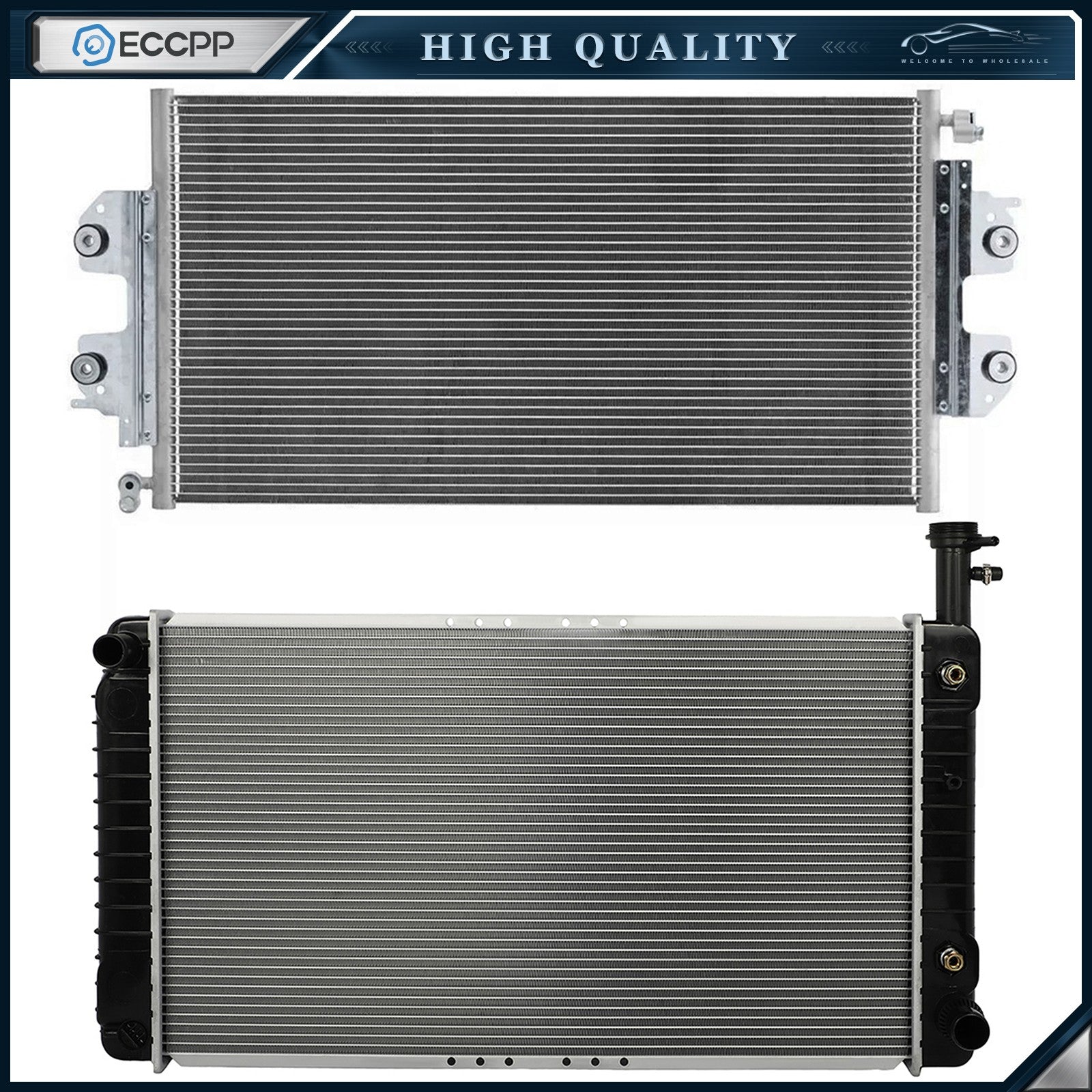 Aluminum Radiator & AC Condenser Cooling Kit For 04-14 Chevrolet Express 1500 6B93BC-57