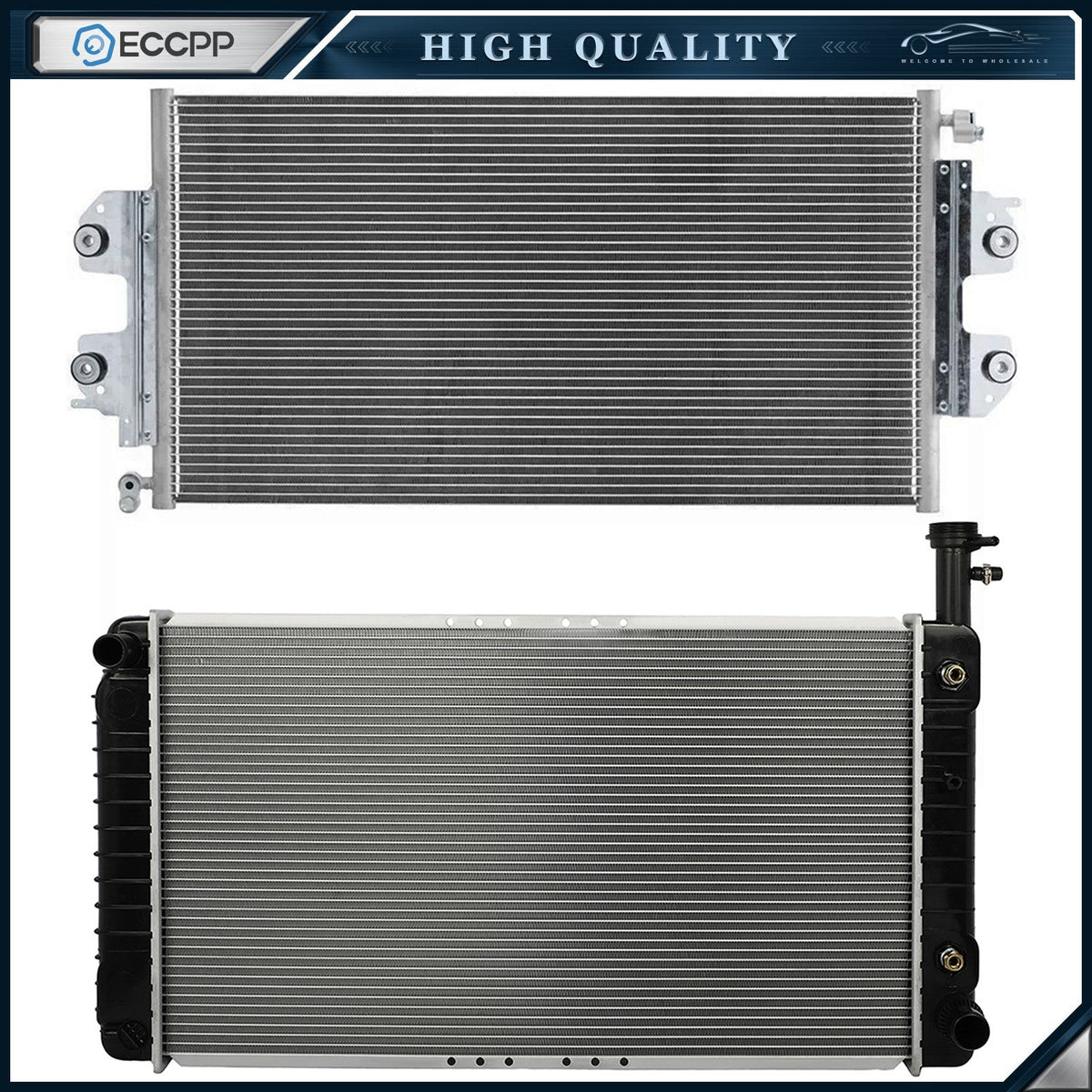Aluminum Radiator & AC Condenser Cooling Kit For 04-14 Chevrolet Express 1500 6B93BC-57