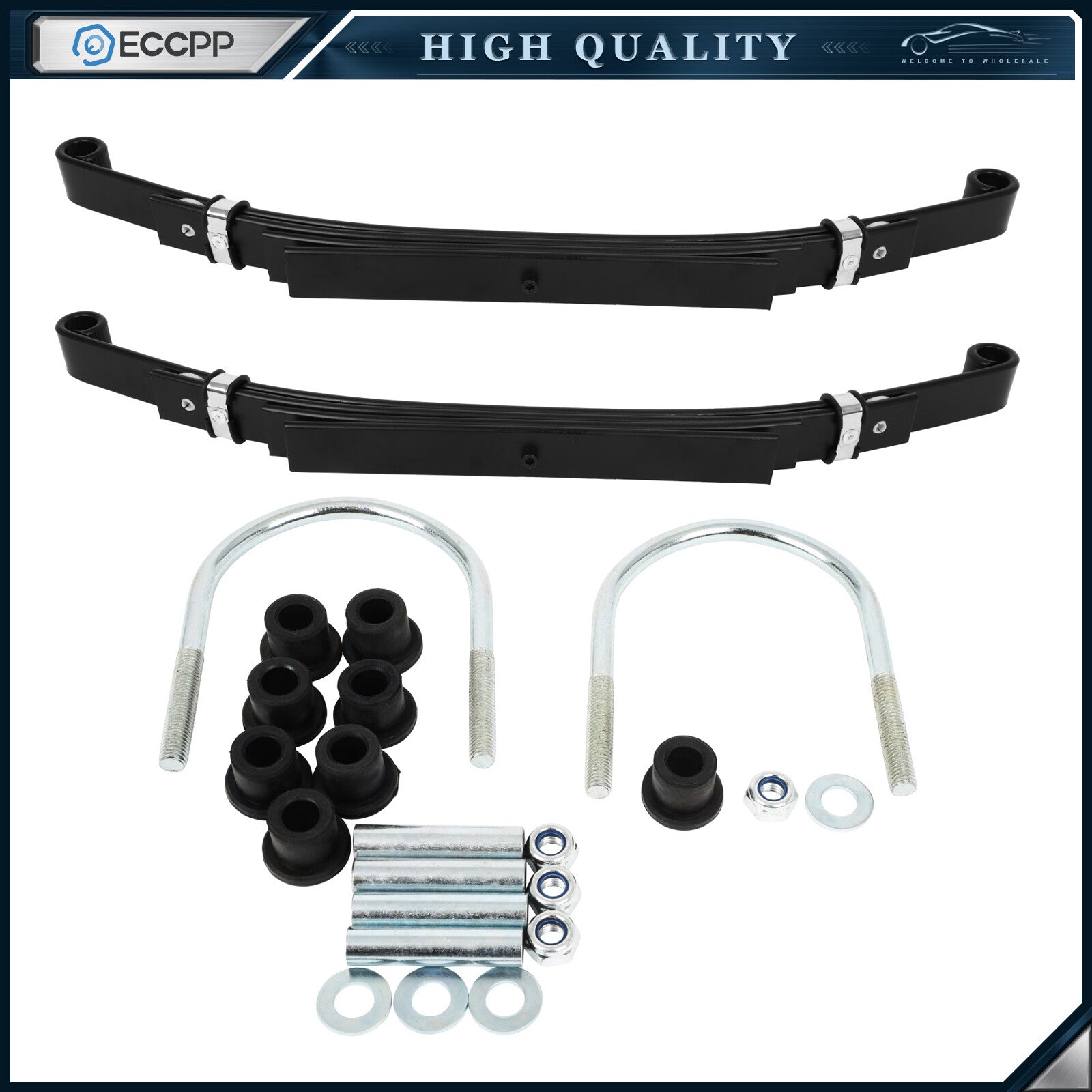 ECCPP Heavy Duty Rear 4-Leaf Springs U-bolt Kit For Club Car DS 1982+ Golf Carts 6B93BC-57
