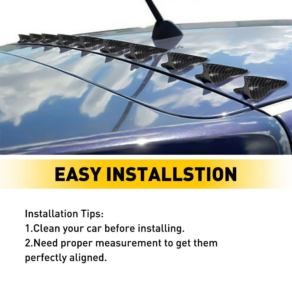 Universal 10X Shark Fin Diffuser Vortex Generator Wing Roof Spoiler Bumper EOA 6B93BC-57