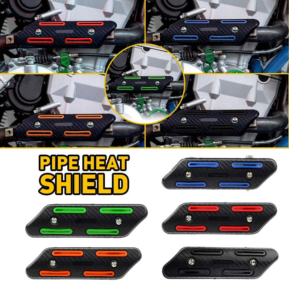 Carbon fiber Exhaust Muffler Pipe Heat Shield Cover Red Universal Motorcycle EOA 6B93BC-57