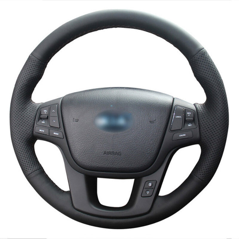 Top Leather Steering Wheel Hand-stitch on Wrap Cover For Kia Sorento Cadenza K7