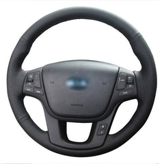 Top Leather Steering Wheel Hand-stitch on Wrap Cover For Kia Sorento Cadenza K7
