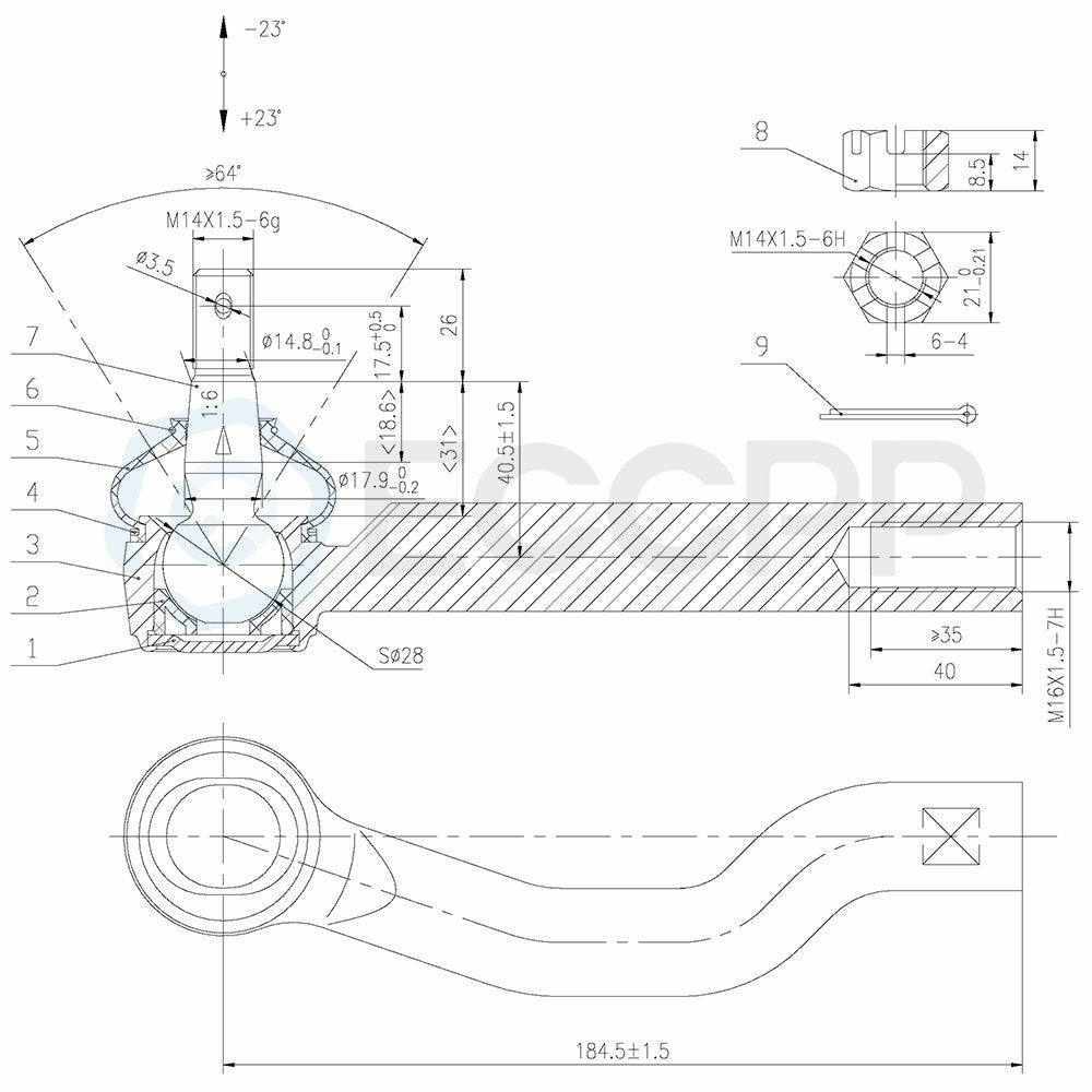 8X Front Lower Upper Ball Joint Inner Outer Tie Rods For 2005-2015 Nissan Xterra 6B93BC-57