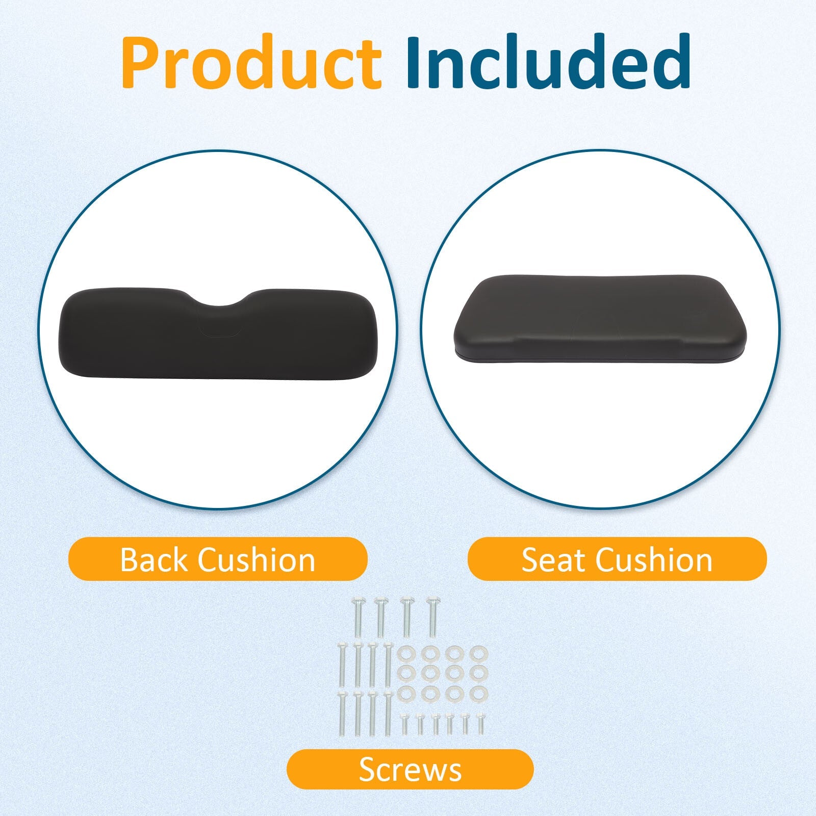 Black Golf Cart Front Cushion Set Fits EZGO RXV 6B93BC-57