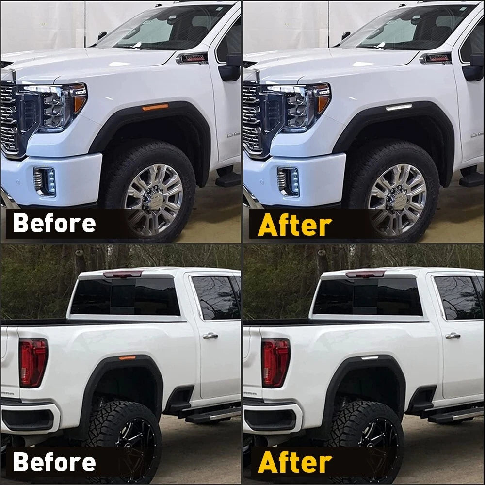 4x Smoked Front&Rear White Side LED Marker Lights For GMC 20-23 Sierra 2500 3500 6B93BC-57