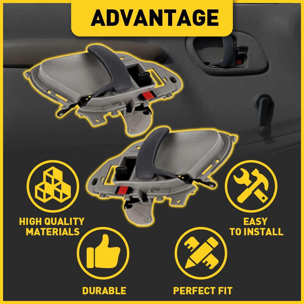 2X Left & Right Interior Door Panel Handle Gray For 1995-1999 Chevrolet K1500 6B93BC-57