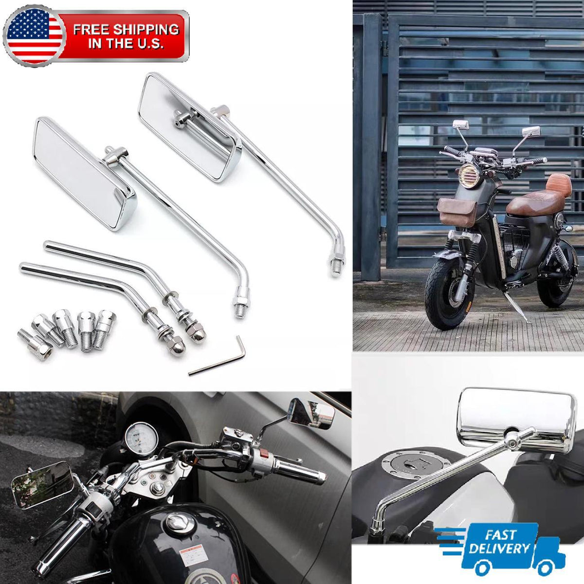 Fit Suzuki Intruder VS 700 750 800 1500 1400 Chrome Motorcycle Rear view Mirrors