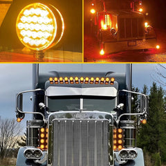 2pc Amber/Red 48 LED Double Face Stud Mount Pedestal Fender Stop Turn Tail Light 6B93BC-57
