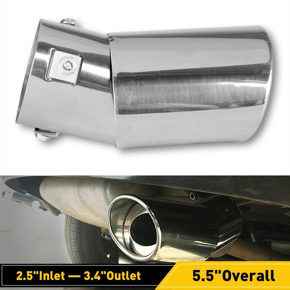 Car Exhaust Pipe Tip Rear Tail Throat Muffler Stainless Steel Round Accessory EJ 6B93BC-57
