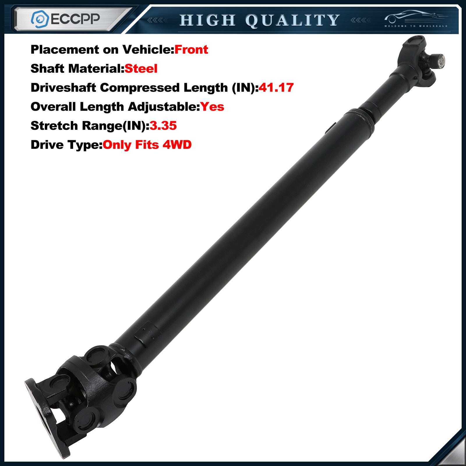 Front Drive Shaft For 99-06 Ford 4X4 F250 F350 Super Duty 00-03 Excursion Diesel 6B93BC-57