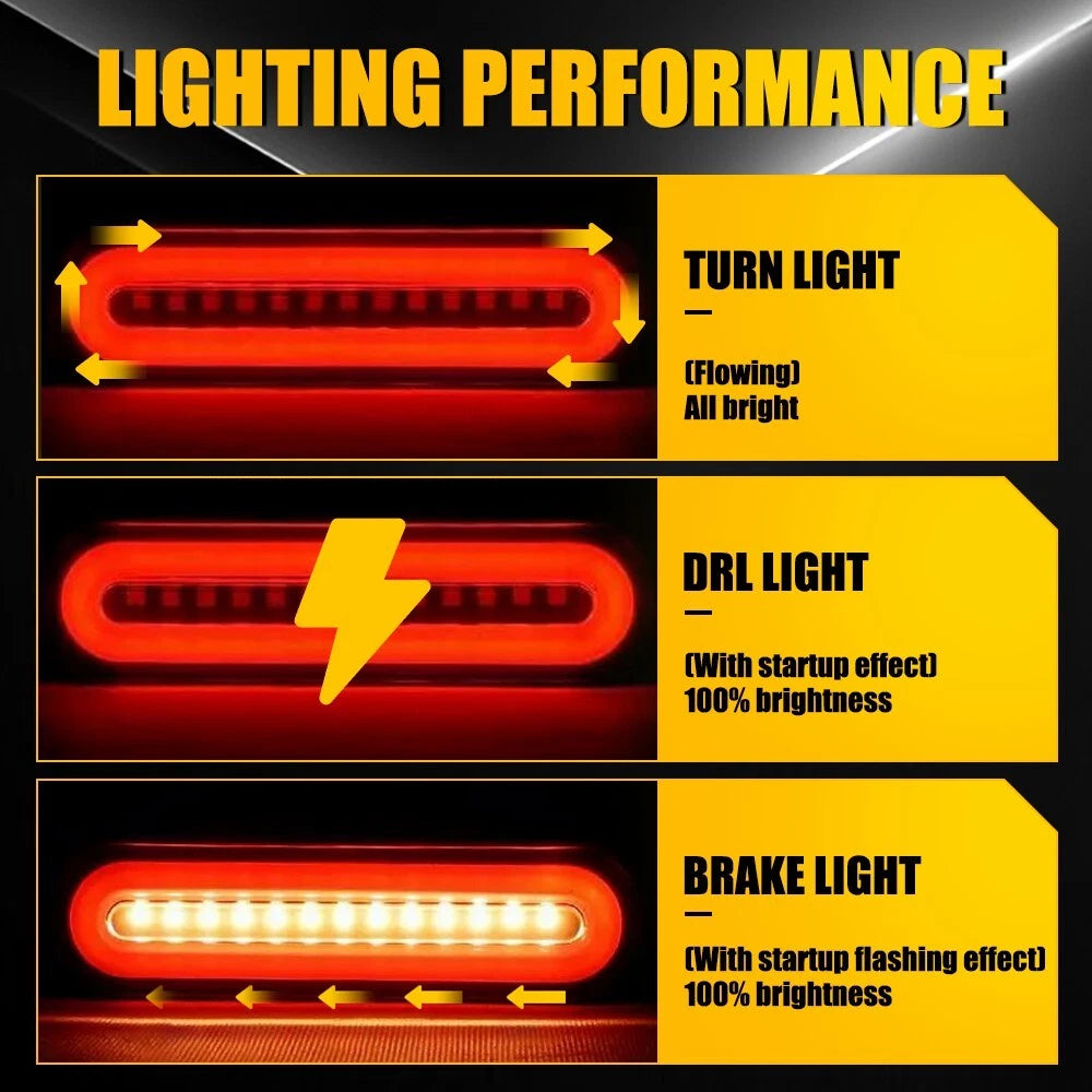 2x Red/Amber 9" 5" Oval LED Truck Trailer Stop Turn Tail Brake Light Flowing DRL 6B93BC-57