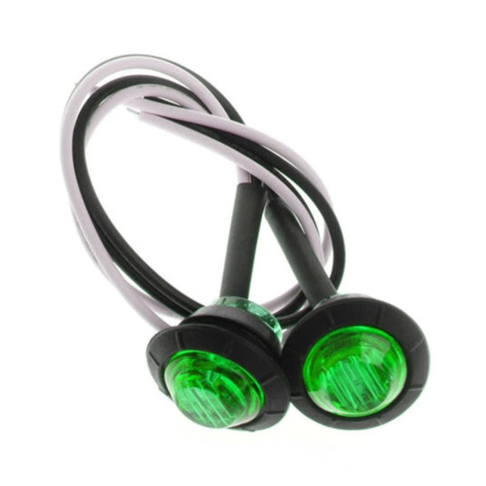 10X Mini 3/4" Round LED 3 Green Side Marker Truck Trailer Bullet Light Lamps 12V 6B93BC-57
