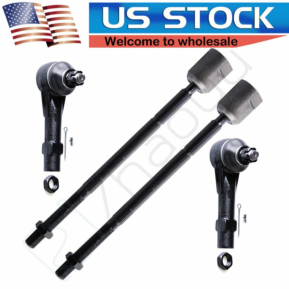 Front 2x Inner 2x Outer Tie Rod Links Steering Part For 91-96 Dodge Dakota RWD