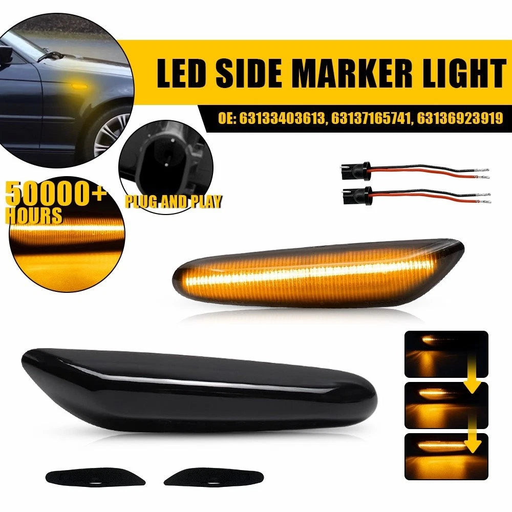 Sequential Smoked LED Side Marker Lights For BMW E60 E61 E82 E88 E90 E91 E92 EOA 6B93BC-57