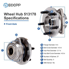 2 Pcs Front Wheel Hub Bearings Assembly For Jeep Liberty 2002 2003 2004 2005 6B93BC-57