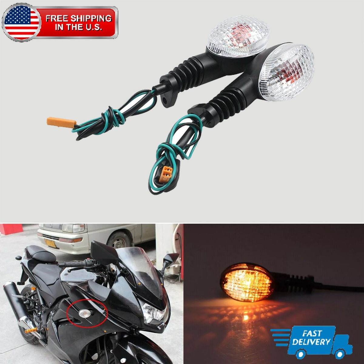 Turn Signal Light Indicator Lamp For KAWASAKI NINJA 250R KLX230 VN 650 Vulcan S