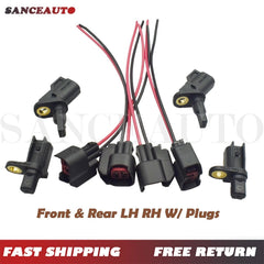4pc ABS Wheel Speed Sensor W/ Connector Front Rear For Ford Jaguar Lincoln Volvo 6B93BC-57
