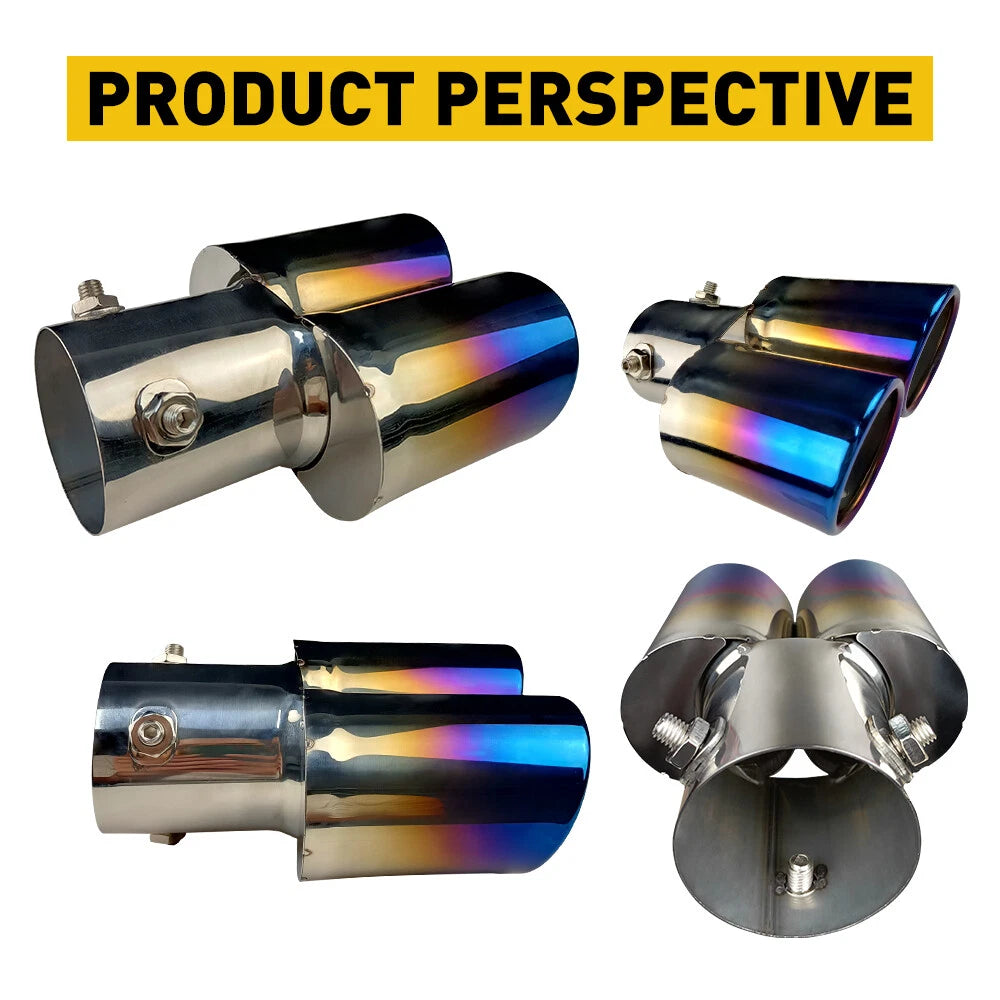 Car Muffler Tip Dual Exhaust Pipe Tail Burnt Titanium Stainless Steel EOA 6B93BC-57