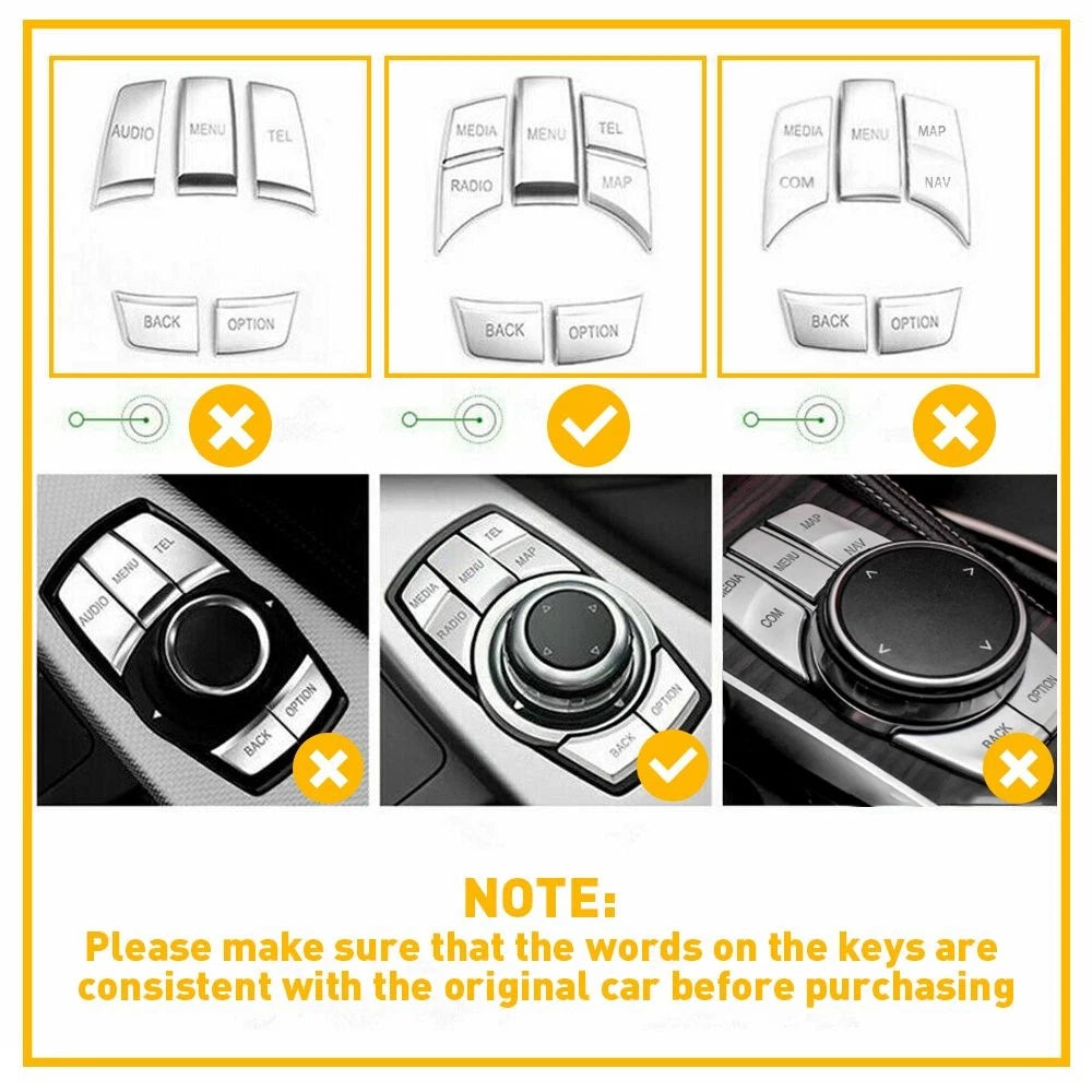 Chrome iDrive Multi Media Button Decor Cover Trim For BMW 3 5 6 Series X5 X6 EOA 6B93BC-57
