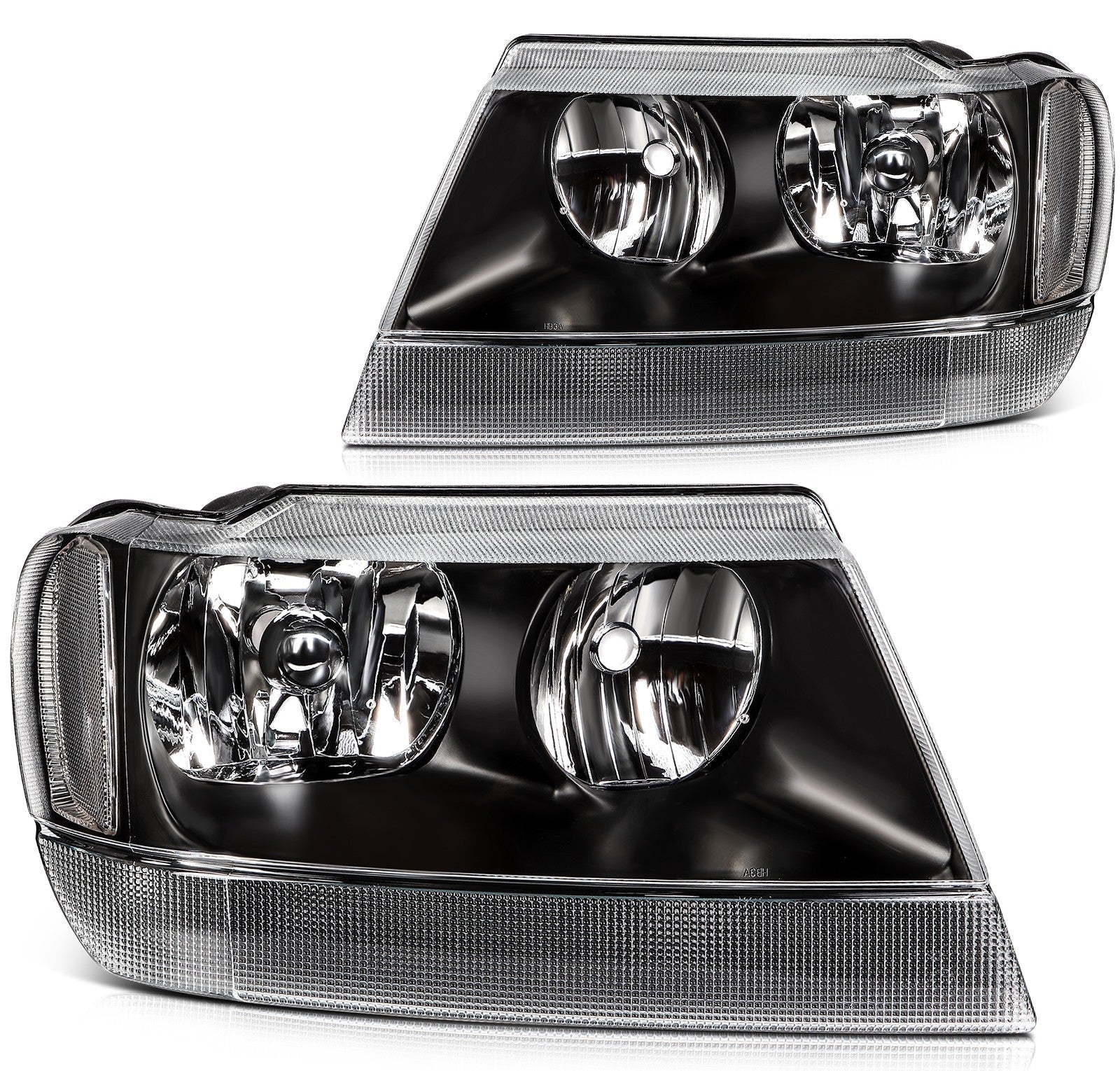 ECCPP Headlights Assembly For Jeep Grand Cherokee 4.0L 4.7L 1999-2004 Pair Black 6B93BC-57