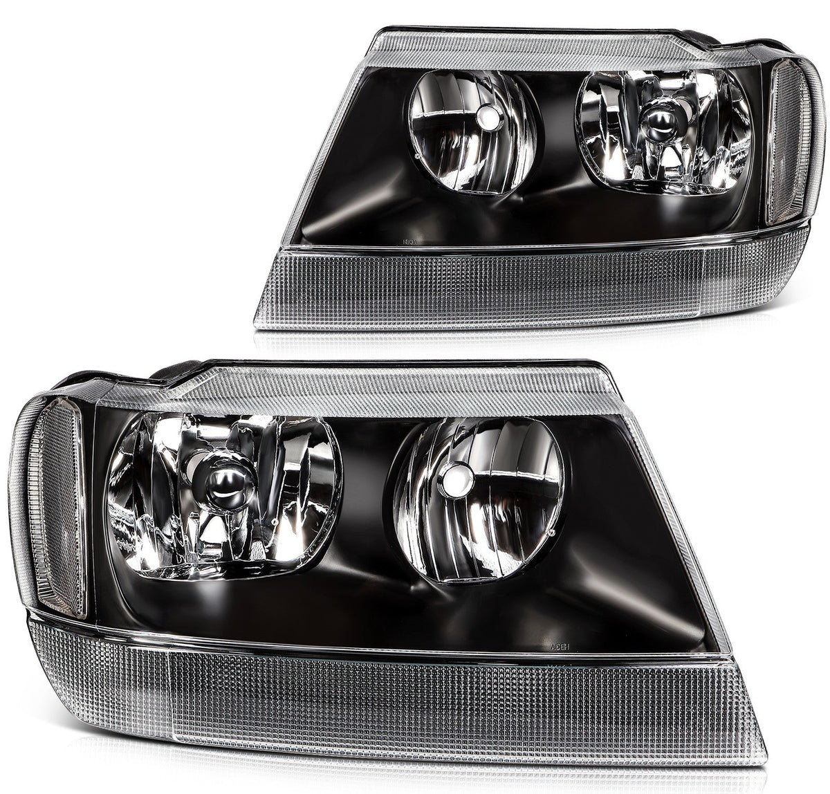 ECCPP Headlights Assembly For Jeep Grand Cherokee 4.0L 4.7L 1999-2004 Pair Black 6B93BC-57