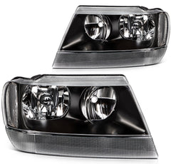 ECCPP Headlights Assembly For Jeep Grand Cherokee 4.0L 4.7L 1999-2004 Pair Black 6B93BC-57