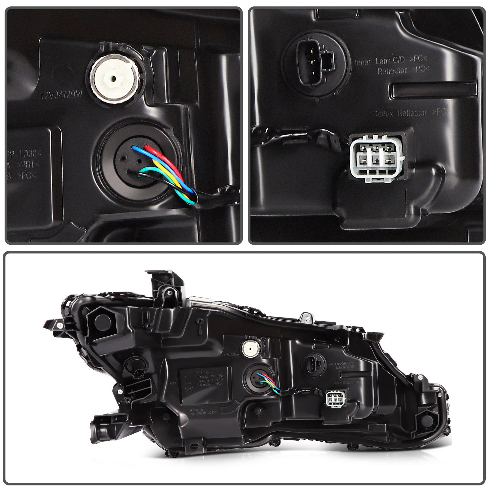 ECCPP LED Headlights Assembly For Camry SE LE L TRD 2018-2024 Pair Black Amber 6B93BC-57