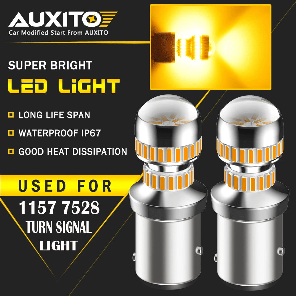 AUXITO 1157 LED Turn Signal Light Indicator Parking Bulb Amber Yellow CANBUS AUXITO