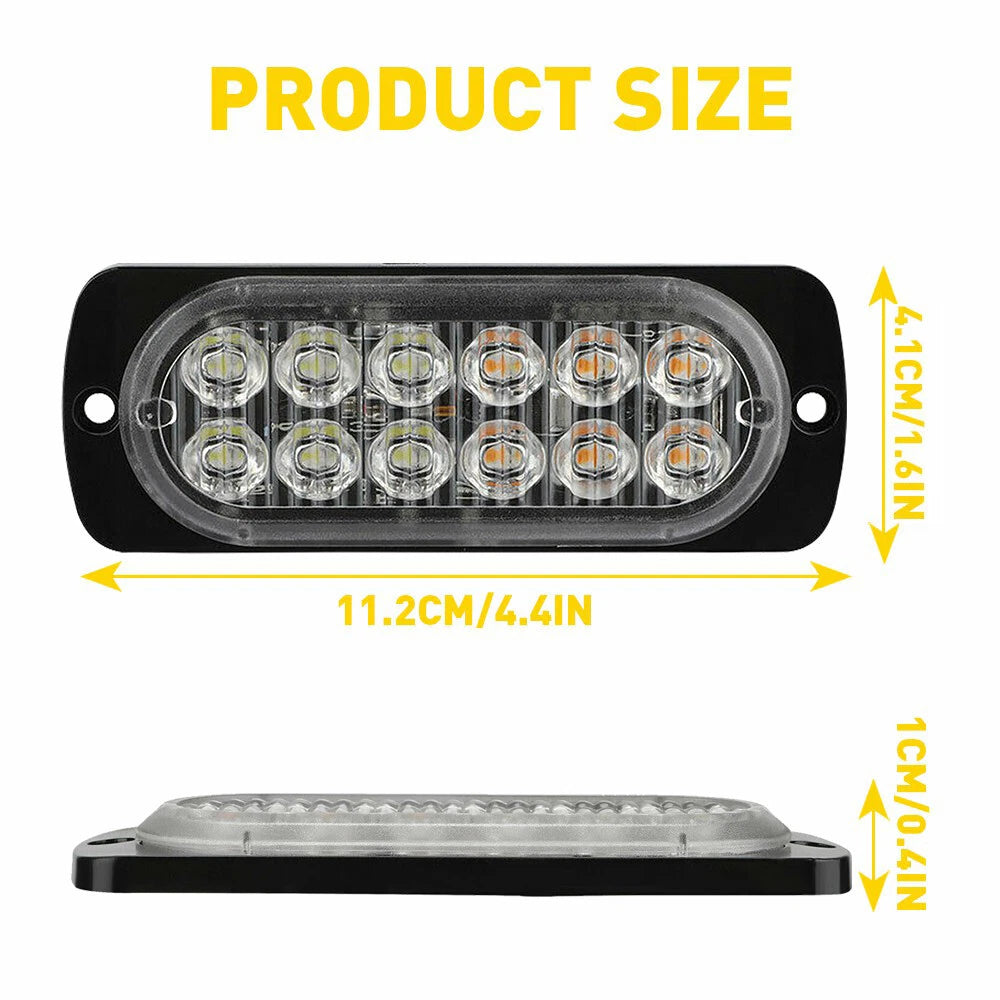 White Amber Emergency Strobe Lamps 12LED Surface Flashing Mount Truck Lights car 6B93BC-57