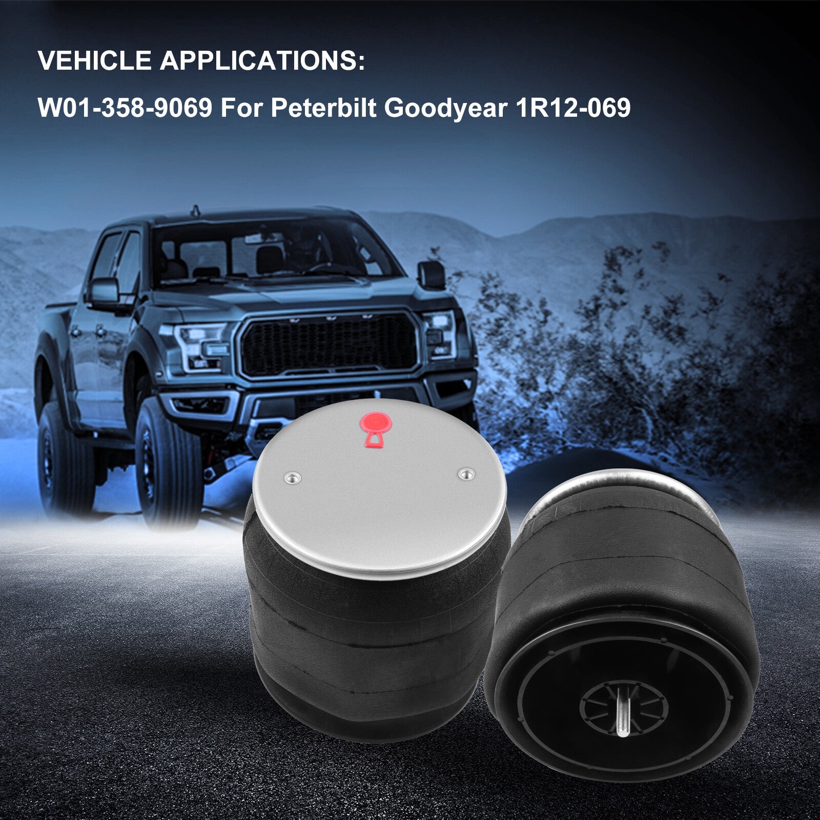 Pair Air Suspension Spring Bags W01-358-9069 For Peterbilt Goodyear 1R12-069 6B93BC-57