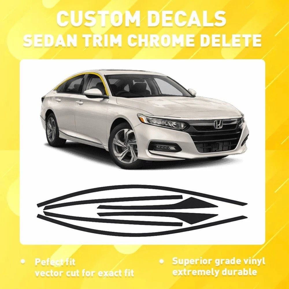 6x Delete Chrome Vinyl Matte Black Window Trim for Honda Accord Sedan 2018-2022 6B93BC-57