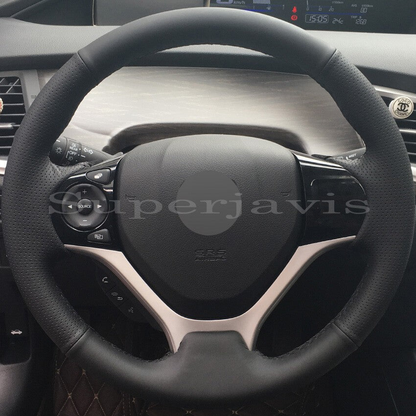 Custom Black PU Leather Steering Wheel Stitch on Cover For Honda Civic 9 2012-15