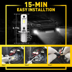 AUXITO H3 Fog Light Bulbs 6500K Ultra White LED Plug&Play Headlight bulb GF EOA AUXITO