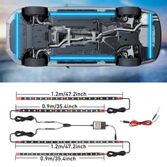 4 pcs RGB Under Car Strip Light Kit 210 LED Neon Tube Underglow Underbody System 6B93BC-57