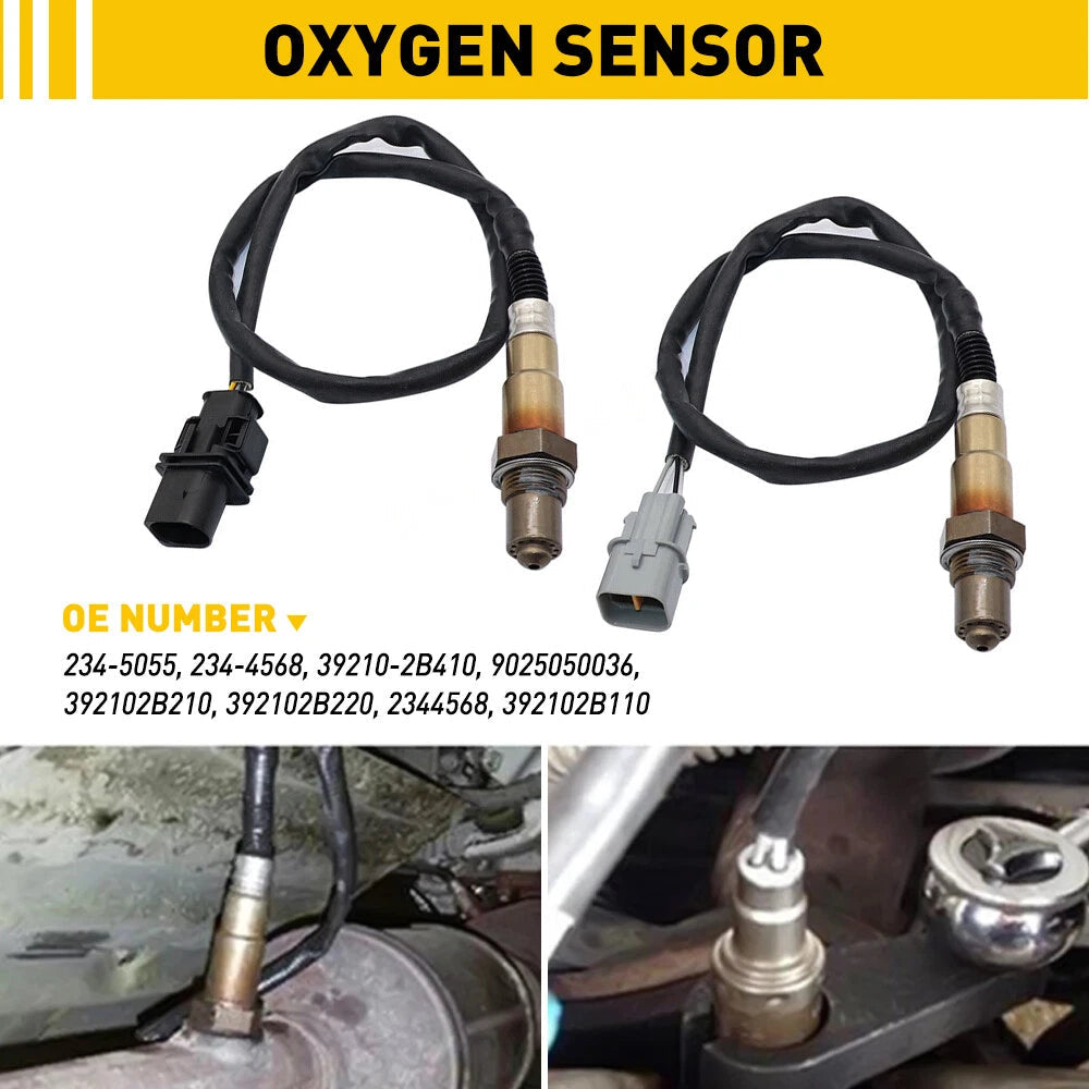 2pcs Oxygen Sensor For 2012-2017 Hyundai Veloster Accent Kia Rio 1.6L Front+Rear 6B93BC-57