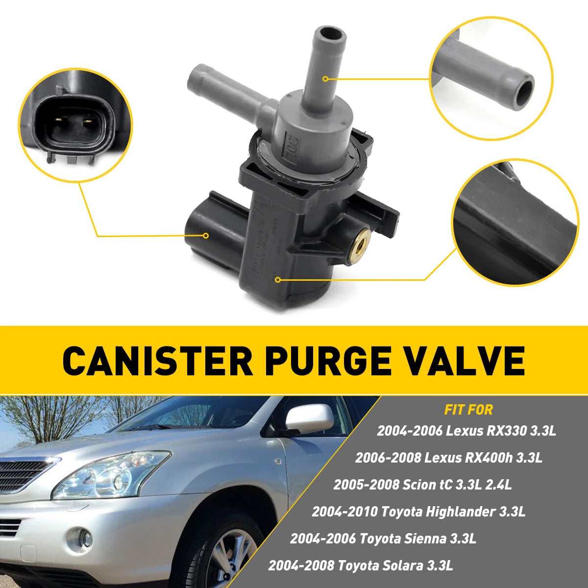 Vapor Canister Solenoid Valve fit Purge for Scion Lexus 2004-2008 Toyota 3.3L US 6B93BC-57