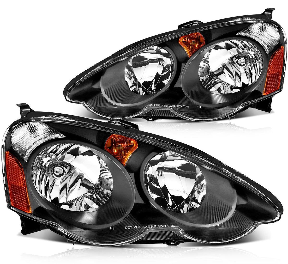 ECCPP Headlights Assembly For Acura RSX 2.0L 2002-2004 Pair Kit Black Amber 6B93BC-57