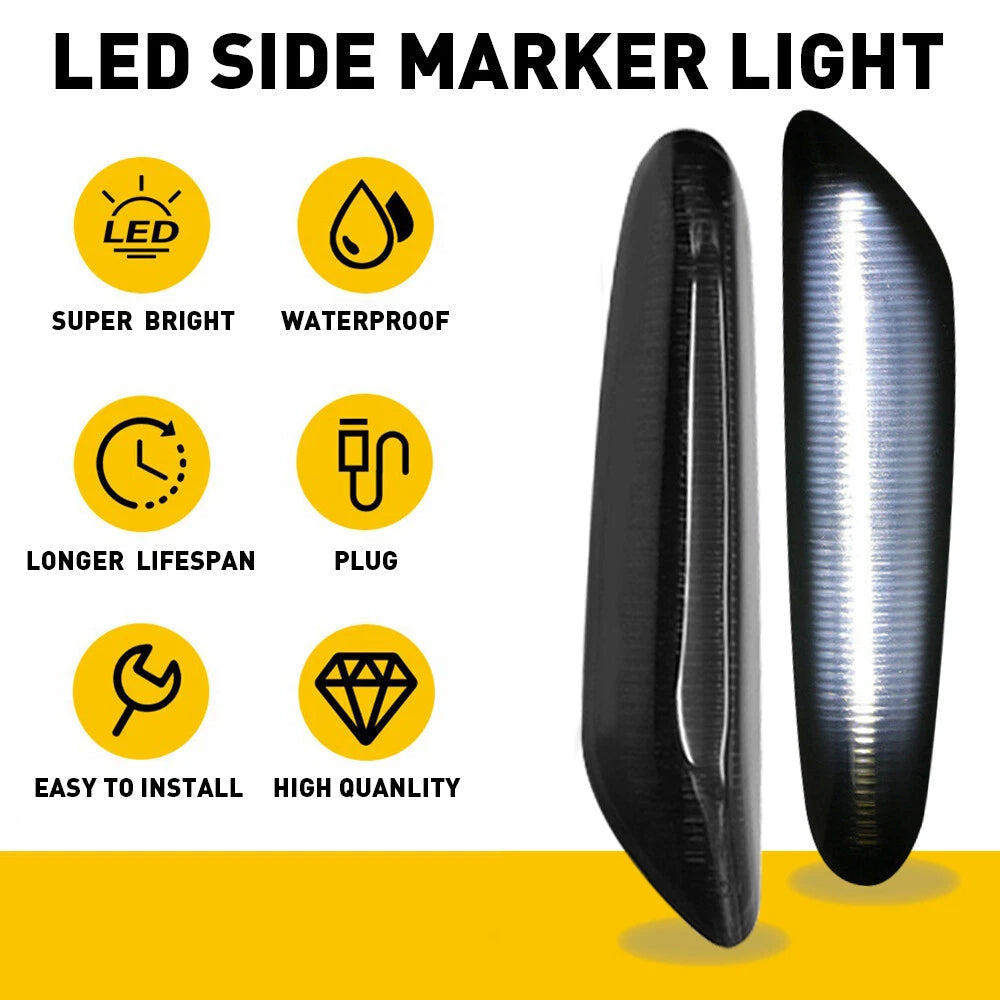 White LED Sequential Side Marker Lights For BMW E60 E61 E82 E88 E90 E91 E92 E93 6B93BC-57