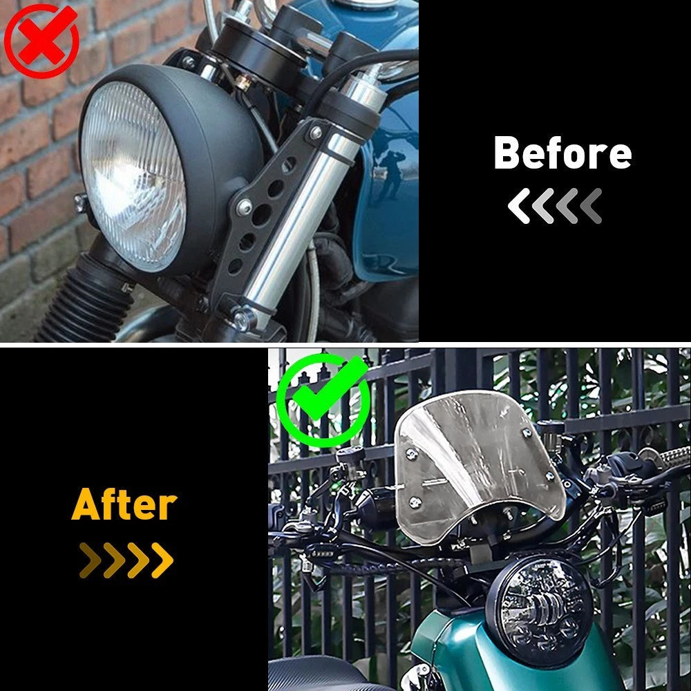 Universal Clear Windshield Windscreen For Motorcycle w/Mount Bracket 5"-7" EOA 6B93BC-57