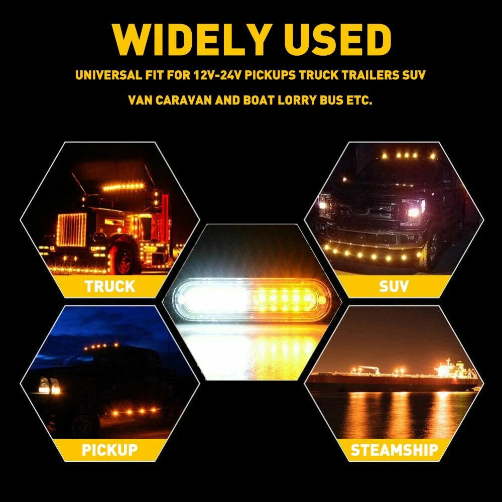 4X LED Strobe Light Emergency Beacon Warning Hazard Flash Car Truck Amber/White 6B93BC-57
