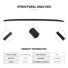 2pcs Light Black Roof Side Rack For 2017-2019 Mazda CX-5 Roof Rack Aluminum