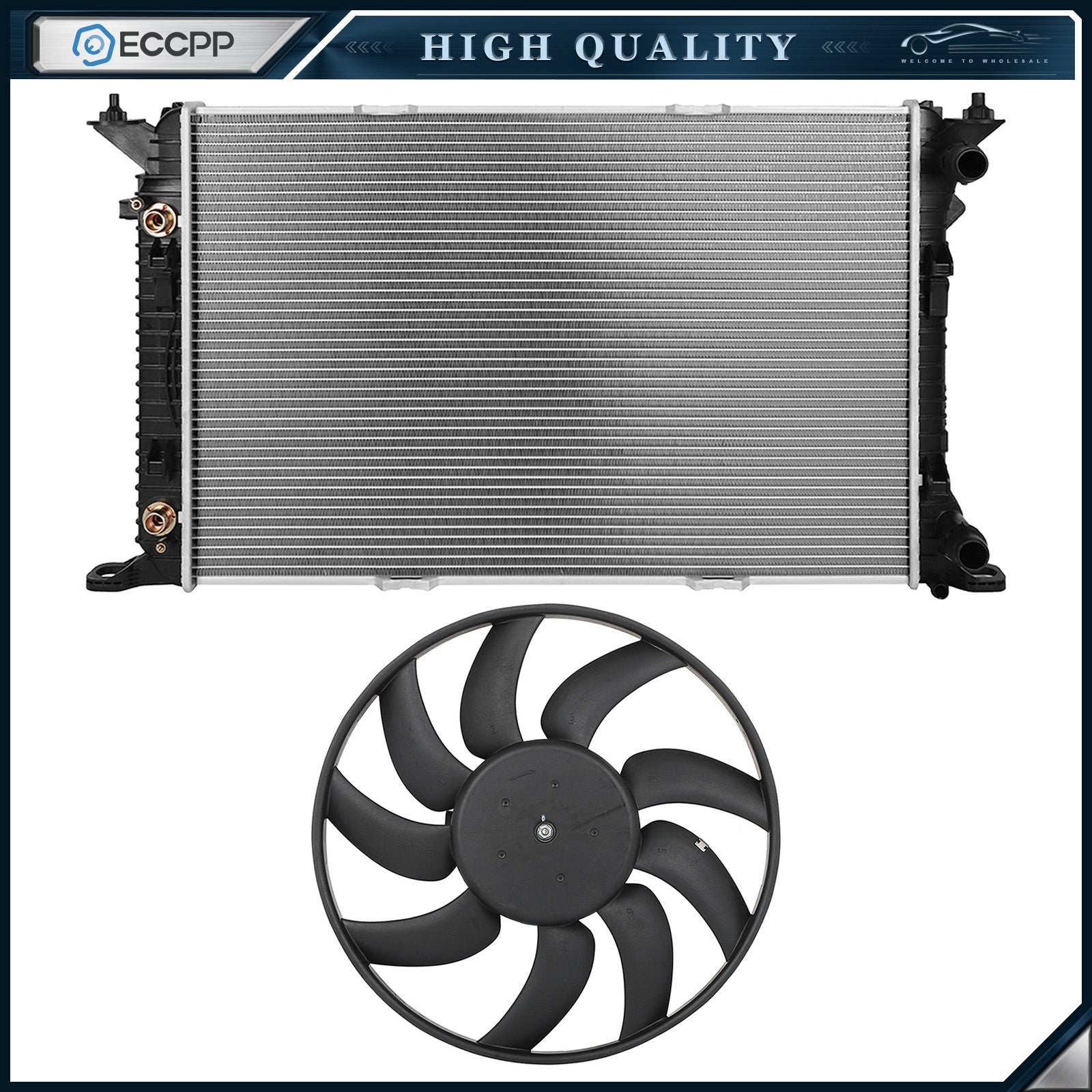Electric Engine Radiator Cooling Fan Kit For 09 2010 2011 2012 2013-2016 Audi A4 6B93BC-57
