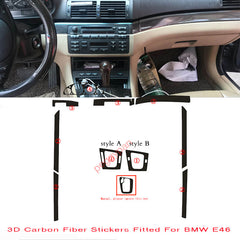Interior Center Console Carbon Fiber Molding Sticker Decals For BMW E46