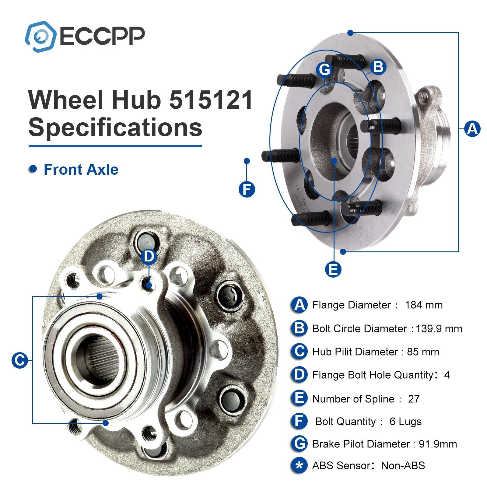 2 Pcs Wheel Hub Bearings Front 4WD For Chevrolet Colorado GMC Canyon 2009-2012 6B93BC-57