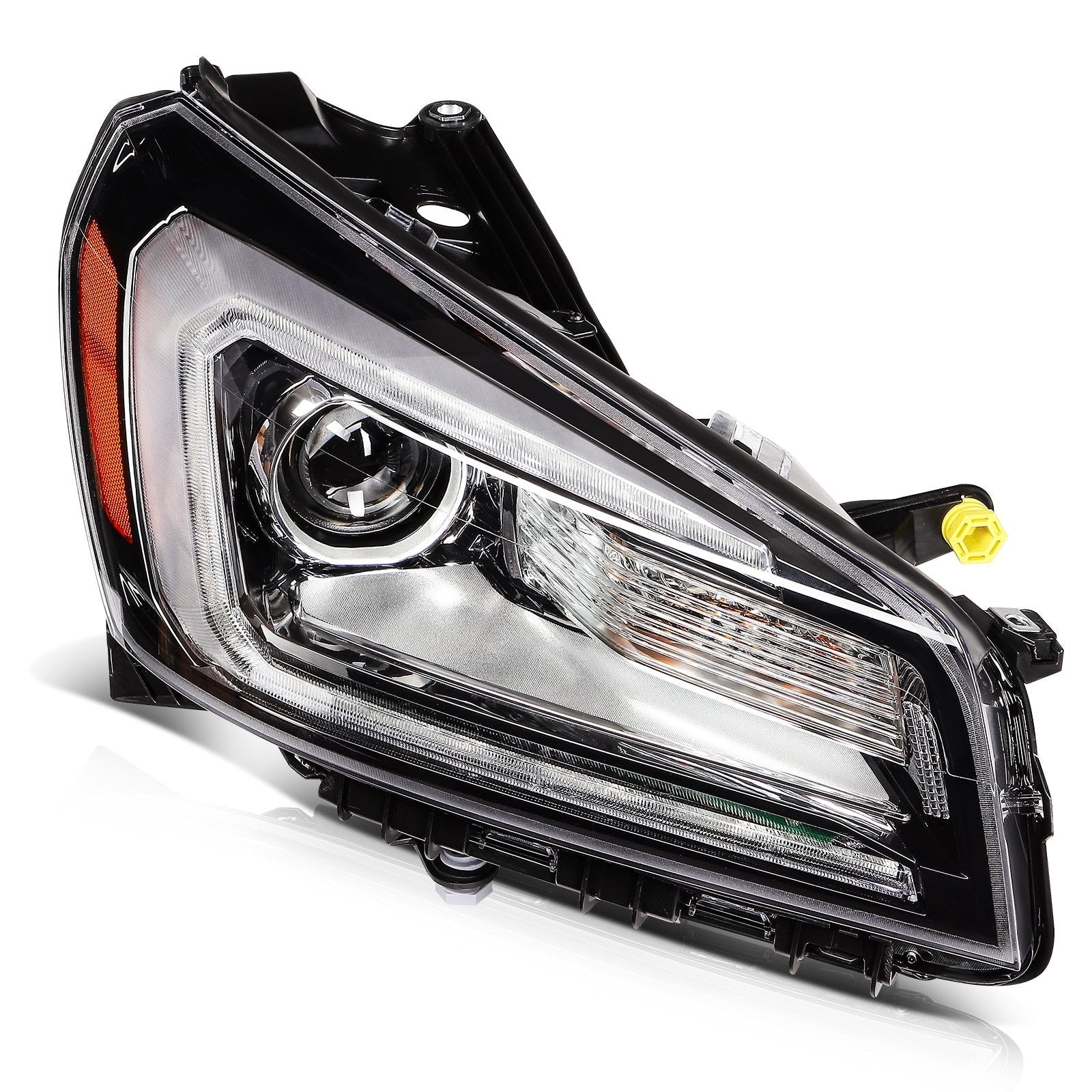Pair Kit LED Headlights Assembly For 2013-2017 GMC Acadia 3.6L Black Amber 6B93BC-57