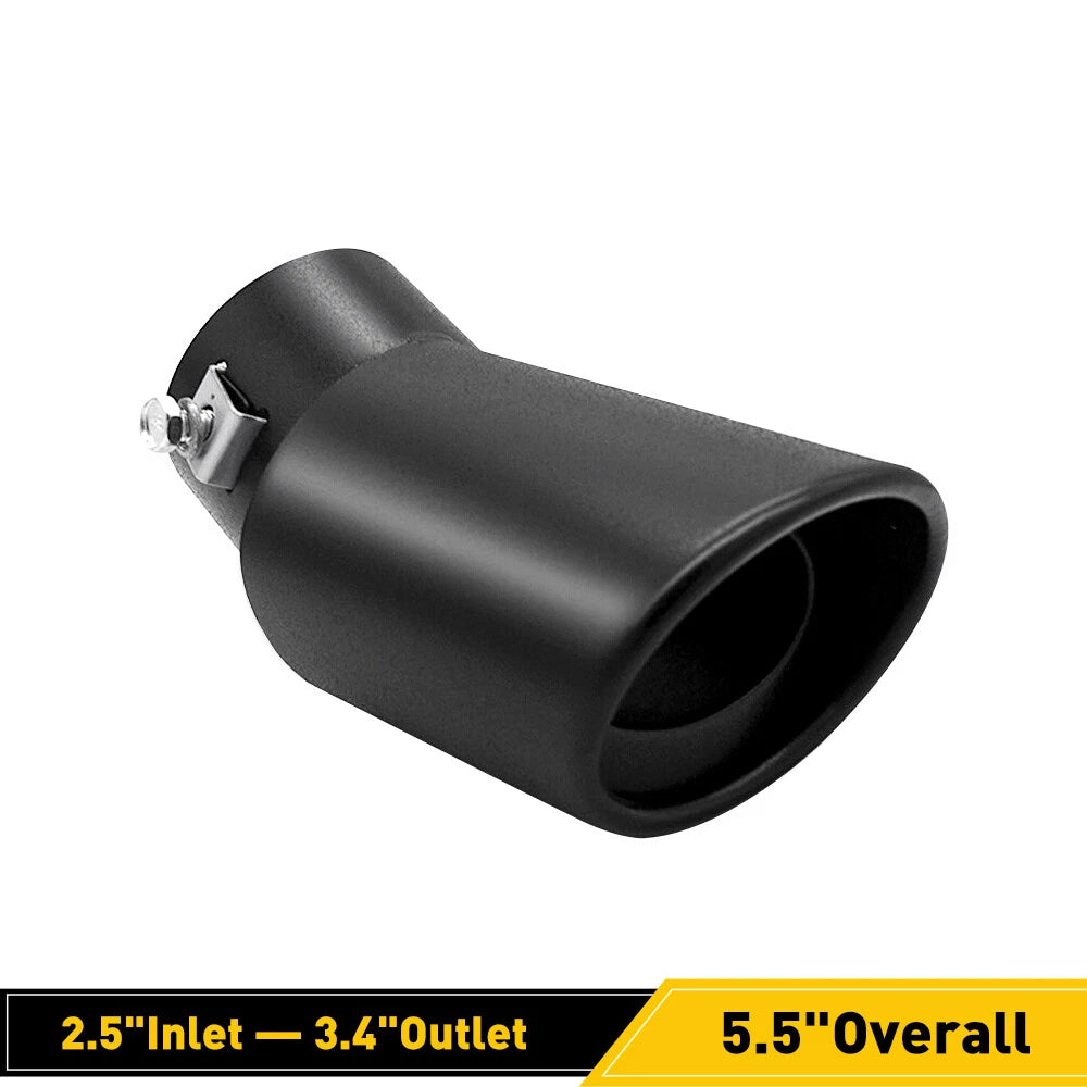 Bend Exhaust Muffler Tail Pipe Tip Tail Throat Black Stainless Steel Universal A 6B93BC-57
