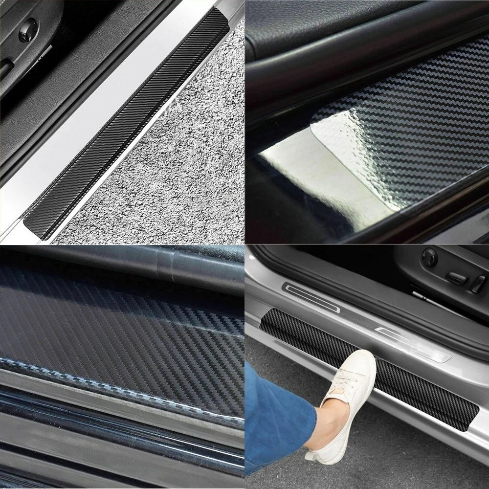 4x Accessories Carbon Fiber Car Scuff Plate Door Sill 5D Sticker Protector EOA 6B93BC-57