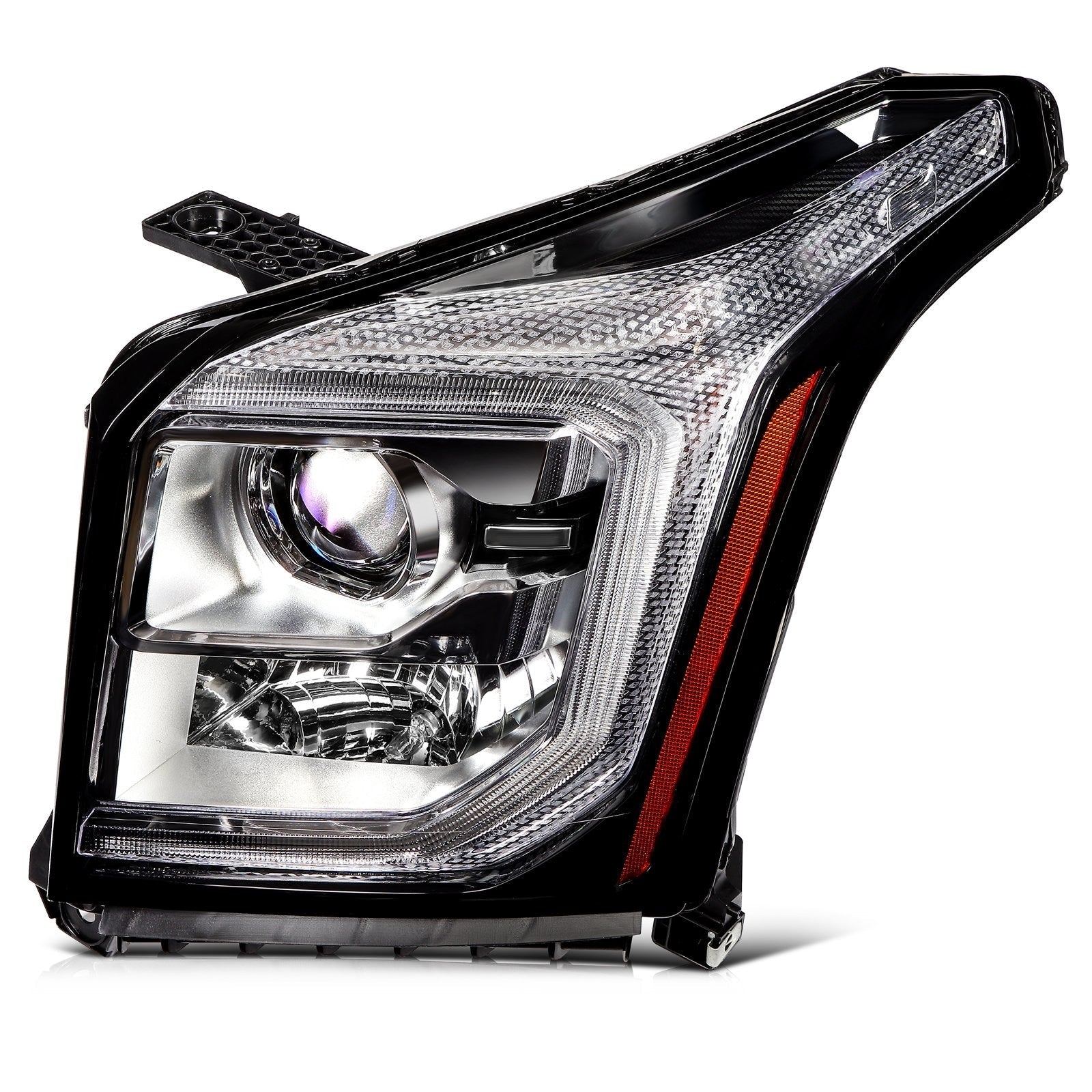 Pair Halogon Headlights Assembly For 2015-2017 GMC Yukon 5.3L 6.2L Black Amber 6B93BC-57
