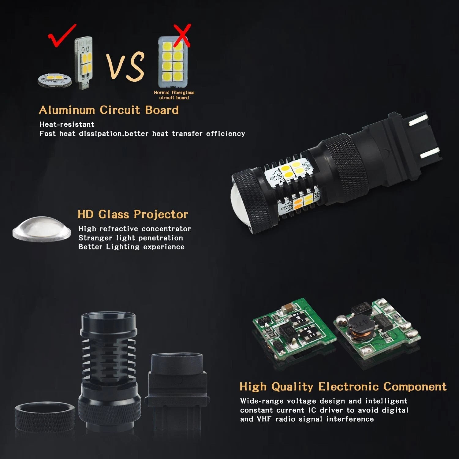 2X 3157 3457A White Amber Dual Color Switchback LED Turn Signal Light Bulb EA 6B93BC-57